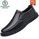Woodpecker leather shoes men's shoes 2025 autumn and winter new style plus fleece men's business casual genuine leather soft sole middle-aged and elderly dad's shoes black plus fleece laugh 6629 plus fleece 38 standard leather shoe size