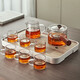 Yihutea (YIHUTEA) glass teapot tea set complete set teapot tea boiler home kung fu tea cup tea tray office tea drinking utensils thickened heat-resistant red sandalwood side handle 8-piece set