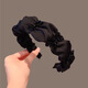 Idel's high-end black satin pleated rhinestone headband women's wide-brimmed pleated hairpin 2025 new versatile headband gift satin pleated rhinestone headband F2649