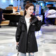 Chu Xin 2025 Frühlings- und Herbst-Neue Frauenkleidung Mode koreanische Version für Frauen lässig locker schlanker Windbreaker-Frauen mit mittlerer Länge für Frauen Military Green L (120jin [Jin entspricht 0,5 kg] -135jin [Jin gleich 0,5 kg])