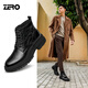 Botas de Martin Zero en invierno Nuevo Lace-up negro más Velvet Botas de cuero cálido Botas gruesas Suelas al aire libre Negro 40 40