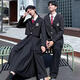 Wangyuesa High School Schülern Kleid Anzug Boy Anzug College -Paar Abschlusskleiderklasse Anzug Sommerstudent Männer Weiß Langarm Shirt Schwarz Hosen Anzug Schwarz Krawatte xl