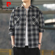 Pierre Cardin American Retro Plaid Shirt à manches longues pour hommes et femmes printemps et automne 2024 Nouvelle chemise de travail coréen lâche tricoté K12108 White L