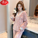 
LangSha light luxury princess style pajamas for women long-sleeved spring, autumn and winter new style gold velvet thickened lace lace home clothing set HT#9923 Strawberry M [75-95Jin [Jin equals 0.5 kg]]