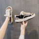 
SIPUWANG sandals for women in summer new open-toed fish mouth versatile casual dissolved sole ins trendy Roman shoes lace-up dad shoes women's shoes 9207 beige 40