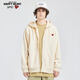 Charles Heart and Wang Churan's same style velvet cardigan hooded sweatshirt for men and women simple top casual jacket light khaki M