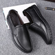 Echi (EGCHI) new business casual shoes men's leather shoes large size toe-layer cowhide middle-aged shoes 36274 black 42