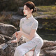 NUKM Cheongsam Chinese style long young 2025 summer new slim and elegant girl retro improved dress 6629 purple 3XL