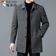 Woodpecker light luxury high-end cashmere double-sided woolen coat men's middle-aged mid-length coat winter coat thickened down lining gray 175/L