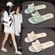 Belle Stepping Fairy Gentle Wind Pearl Rhinestone Slippers for Women in Summer 2025 New Fashion Outdoor Fashion Flat-Soled Flip-Soled Sneakers On White 37