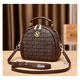 Gege Pocket Bag Damenbeutel Geschenk neuer klassischer Retro gedruckter kleiner runde Tasche modische One-Shoulder Crossbody-Tasche für Freundin Kaffee Farbe