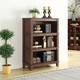 Hua Xu Mei Bang Bücherregal Regal Einfache amerikanische Massivholz Bücherregal Kombination Europäische Büro bodenhilfe eines Bücherregals Wohnzimmerschrank 80 cm*38 Dicke Bücherregal [Walnussfarbe] Höhe 1479mm Vierschicht