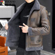 Woodpecker fur all-in-one jacket for men in autumn and winter 2025 new lamb wool lapel thickened high-end men's motorcycle leather jacket wool reversible Z1911-brown 4XL 160-175Jin Jin equals 0.5 kg