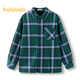 Balabala children's long-sleeved plaid shirt autumn and winter new style inner style college trendy boys and older children green and blue tone-00448 120cm