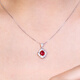 Haikai Necklace for Women Pigeon Blood Red Gemstone Necklace Platinum Luxury Jewelry Valentine's Day Birthday Gift Pigeon Blood Red Ruby Necklace (80 Points/Unfired Ruby/Selected Flawless)