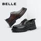 [90% new] Belle pleated business leather shoes for men 24 spring new cowhide thick-soled formal shoes A1422AM4 black-single 42