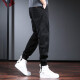 Zehn Kranbindungen arbeiten Hosen Männer lose trendige Frühlings- und Sommer-Freizeithosen Männer elastischer großer Hose Hose Hosen Herrenbeine Bindungen Schwarz dünn (Sommerdünn) 4xl (210-230jin [Jin gleich 0,5 kg])