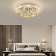 Lampe 8 Kristallventilator Licht Luxus postmodernes einfaches Schlafzimmer Esszimmer Deckenleichter Haushalt stille unsichtbare Lüfter Licht Gold + Weiß 12004 Modell [55*13 cm] Wuji
