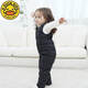 G.DUCKKIDS children's down pants for boys and girls, lined down overalls, thickened baby down pants, baby cotton pants for inner and outer wear, black upgrade (chest zipper, crotch can be closed, can be 100cm