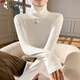 Woodpecker German velvet turtleneck tight-fitting bottoming shirt for women in autumn and winter, versatile slimming inner wear, slim long-sleeved T-shirt top, white L