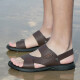 
Camel dynamic German camel dynamic sandals men's toe layer cowhide beach shoes trendy summer men's casual breathable non-slip sandals two-wear brown 698 (leather shoe size) 44