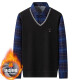 Prenomen Winter Winter Warm Wen Men Middle-Eby Plus de terciopelo engrosado Camiseta de manga larga Collar empalmado Top Daddy Suit 15619 XL