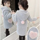 Hengtian Girls 'Mantel Herbst und Winter Kinder mit mittlerem Wollmantel mit mittlerem großem Kinderfleck Baumwolle verdickte kleine Mädchen Mantel Kleidung grau 130