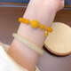 Holy glass golden yellow beeswax carved small shoe tassel bracelet showing white Nepal amber bracelet ancient retro style jewelry for women beeswax small shoe tassel bracelet
