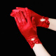Red gloves wedding bride red Xiuhe suit lace white retro satin short Chinese drip hole gloves red