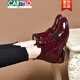
CARTELO 2025 new autumn and winter leather short boots patent leather round toe nude boots for women plus velvet low heel soft leather ankle boots Martin boots black-single (3 cm) 34