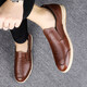 Diluochi spring and summer new genuine leather casual leather shoes men's beanie shoes British men's head layer cowhide fashionable driving shoes brown foot cover 9711 38 leather shoe size
