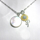 Legend Qing Jewelry Sunflower Double Pendant in the Moonlight Natural Gemstone 925 Silver Necklace White Fritillary