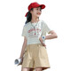 Pig Pitt (Pig/Peter) Mangas cortas para niñas Summeres cortos 2025 nuevo juego de estilo coreano Camiseta infantil Girls Cuerpo delgado 9889 White 160 cm