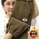 Zhidudou lantern velvet pants for high-waisted middle-aged women's ultra-fine corduroy women's pants for middle-aged and elderly women's autumn and winter new style 9195/mustard yellow green without velvet M Recommended 70-95Jin [Jin equals 0.5 kg]