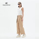 KANG S WONDERLAND star's same style American light luxury printed wide-leg pants with straps khaki casual pants washed cotton pants blue L