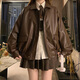 
SENLIANNA's latest leather jacket short jacket for spring and autumn in 2025, women's casual style small top 30-40 years old, black M 105-115Jin[Jin equals 0.5 kg]