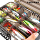 Hookfeng Lure Bait Box Box Portable Fishing Accessories Box Storage Box Multi-Functional Bait Box Iron Plate Sequins Mino Waterproof Hard Bait and Soft Bait Storage Lure Accessories Box [26*16.5*4.5cm] Brown
