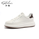 SaTCHI men's shoes new white shoes casual leather shoes thick sole height-enhancing versatile shoes lightweight and comfortable casual shoes men's white (1DTWB00300) 40 (one size larger than sports shoes)