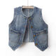 
Mr. Jingyu's new retro versatile round neck denim vest for autumn 2023 for women's short sleeveless horse clip vest vest vest top Blue 702# L100-110