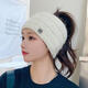 UKCF Woolen Hat Women's Autumn and Winter Revealed Hair Ponytail Hat Plus Velvet Revealed Ponytail Winter Topless Rabbit Fur Knitted Hat Black Leakable Ponytail Headband One Size Elastic