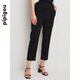 Pipi Dog Spring and Summer Nuevo pantalón casual de seda Camina de mujer Mulberry Silk Pin recto Pantalones delgados delgada 701 Negro M 160/64A