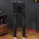 Mr. Guans Herbst- und Winter-Trendy-Jeans für die einfache schwarze Stretch-Hose von Männern schlanke schlankere Hose 2024 Herrenhosen 9898 Black 32