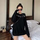 Shangjianfen women's niche 2025 spring and autumn new ins trendy brand hot diamond sweatshirt for women European and American heavy industry Sanskrit cross loose cross hot diamond sweatshirt - black high quality thin section XXS recommended 10Jin Jin equal to 0.5 kg or less