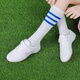 Diffany no lace-up women's football shoes for girls primary and secondary school students breaking nails TF Velcro rubber wear-resistant training shoes beginners 9275 Velcro white crushing nails 35