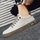 CVOJOO men's shoes business casual leather shoes light and comfortable classic sneakers autumn breathable shoes for men Y2092 beige 41
