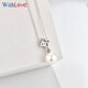 WithLove 18K gold Japanese Akoya seawater pearl flower-shaped group-set diamond pendant necklace clavicle chain for women white 18K gold with diamond 10 points/spot 7.5-8mm