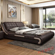 Leather bed double bed 1518 meters modern simple wedding bed leather art bed master bedroom furniture 1500*1900 storage version bed nightstand*15885D latex mattress
