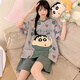 Jinzhi summer large-size pajamas women pure cotton short-sleeved shorts cartoon plus fat plus size fat mm200Jin [Jin equals 0.5 kg] Home clothing set WB short-sleeved cartoon 1343 3XL (180-200Jin [Jin equals 0.5 kg])