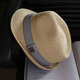 
Tochino high-end Rafi hat men's adult summer sun hat beach hat women's sun protection short edge vacation jazz hat grey striped belt large size L58-61CM