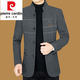 Pier Cardin woolen jacket for men short collar men's tweed jacket thickened warm middle-aged and elderly daddy suit knitted D21375 dark gray XL 180